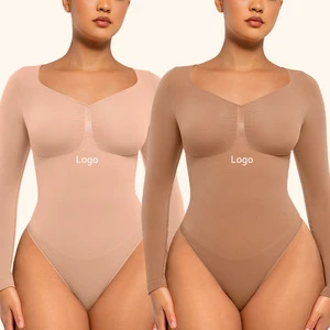 Custom Hot Sale Autumn Long Sleeve Seamless Tight Slimming Tummy Trimmer Control Outdoor Shaping Bodysuit Shapewear For Women