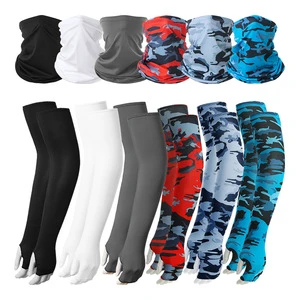 Sports Summer Combo Set Quick-Drying Breathable Fishing Bib Sleeves Riding Turban Ice Silk Cycling Arm Sleeves for Sunscreen