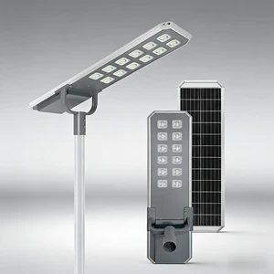 Outdoor All in One Solar Street Light IP65 Rated High-Power LED with LiFePO4 Battery and Aluminum Construction