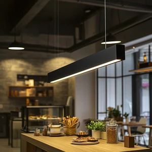 Modern Restaurant Office Hanging Lamp White Black 600mm 900mm 1200mm 1500mm Length Batten LED Linear Light Fixture
