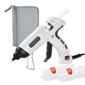 Dual Power 60/100W Mini Hot-Melt Glue Gun Fast Preheating High with 20 Premium Sticks Oxford Cloth Bag Included