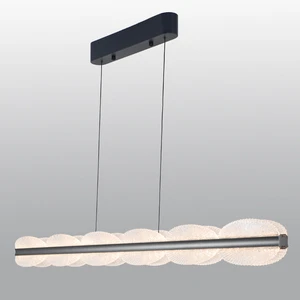 Horizontal Aluminum LED Suspension Pendant Lamp Rectangle Shape Adjustable Height Grey Modern Art Unique