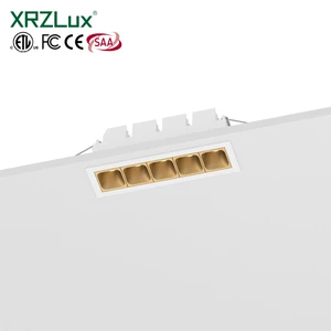 XRZLux 12W Indoor LED Grille Light High Quality Anti-Glare Square Multi-Head Linear Spotlight Modern Aluminum Wall Washer Light