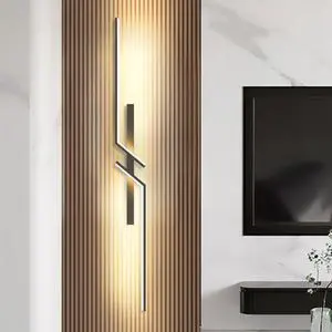 Modern Minimalist Light-luxury Gridded LED Wall Sconce Aluminum Construction Three-color Light For Living Room TV Backdrop Lamp