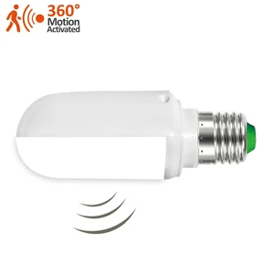 Horizontal Plug LED Bulb 5W E27 Retrofit Microwave Motion Sensor LED Lamp for Corridor Stairs Hallway Lobby
