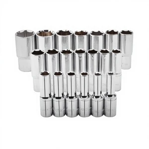 1/2 Inch Lengthened Deepened Outer Hexagon Sleeve Set Electroplating Customizable 8-32mm Hollow Long Sleeve Head Wholesale