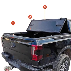 Pick up Truck Bed Cover Hard Tri Folding Aluminum Tonneau Cover for Navara 2024 Maverick Ranger tacoma Bt-50 Amarok Hilux