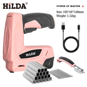 HILDA Industrial Grade Electric Nail Gun U/T Type Straight Nail Gun 2000mAh Battery for Household Woodworking 6-15mm Nail Length