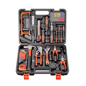 Household Hardware Tool Set Carpentry Electrician Repair Kit with Screwdriver Hammer Pliers Saw Case