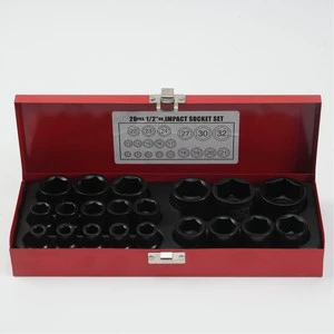 1/2 Pneumatic Air Gun Sleeve Set 20-Piece Short Sleeve Group with Iron Box