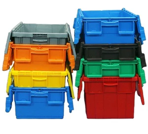 Hot Sale Leadloong Solid Box Plastic Tote Boxes Stacking Crates 60L 15 Gallon Eco-Friendly Foldable Custom Color ISO9001