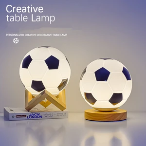 W Cup Football LED Night Light Euro Cup Glass Table Lamp High Grade Sense Bedroom Study Bedside Decorative Light Best Gift