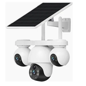 V380 MAX Triple Lens 360 Degree 3 Views Solar Camera Solar Power Dome Camera