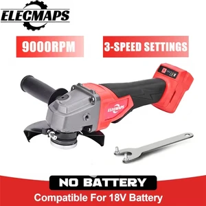 ELECMAPS Professional Industrial 125mm Cordless Angle Grinder 8000 RPM Brushless Motor 18V Battery 3 Speed Settings Side Handle