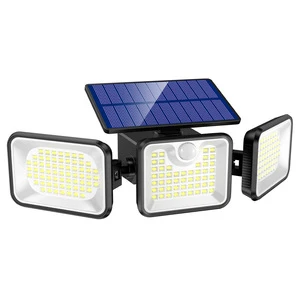 Solar Spotlight 180 LED Wall Lamp Three-Head IP65 Rated Outdoor Road Floodlight Street Light Rotating Lighting