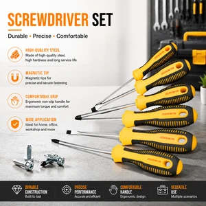 Professional Electrician DIY Industrial Insulated Screwdriver 1000V Magnetic CR-V Steel Flat Cross Head Hand Tool Set Anti-Slip