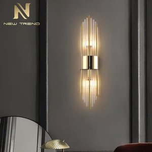 Instock Indoor Decoration Light Hotel Villa Home Luxury Crystal Led Wall Lamp