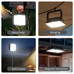 weidasi Rechargeable Solar Floodlight with 5 Modes, Portable Outdoor Light with USB Charging, Suitable for Camping
