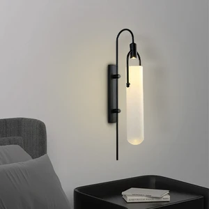 Cross-Mirror Retro Light-Luxury Glass LED Wall Lamp Hotel Stairway Hallway Bedroom Wall Mounted Iron Lamp Body