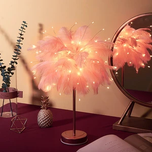 Flashing String Lights Stars Christmas Girl Heart Feather Lamp Room Dormitory Decoration Table Lamp
