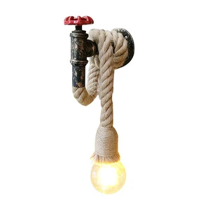 Lumind Creative Water Pipe Lamp Cafe Restaurant Barber Salon Clothing Store Stairs Aisle Corridor Industrial Hemp Rope Wall Lamp