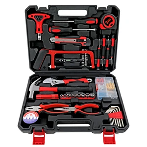 104pc Complete Multi-function Home Office DIY Portable Hard Case Tool Box Set Includes 60pc Wall Hanging Kit Household Repairs