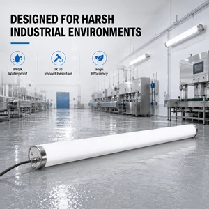 Emergency IP65 Sensor Waterproof Vapor Tight Industrial Workshop Linear Dali Dimming Garage Lighting LED Tri-Proof Light Fixture