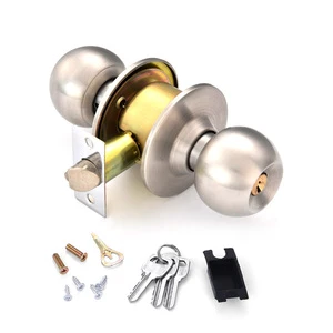 Cerradura Cilindrica Key Ball Round Cylindrical Brass Cylinder Stainless Steel Handle Door Knob Lock