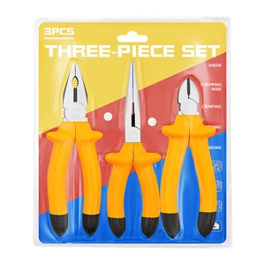 Yuenv 8-inch 3-piece Pliers Set Pearl Nickel Plated CRV High-voltage Resistant Insulated Combination Pliers Electrician Repair