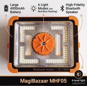 Portable 2-in-1 Solar Speaker LED Floodlight MHF05 IP66 High Brightness Rechargeable 4000mAh Battery 6-8h Runtime RGB Work Light