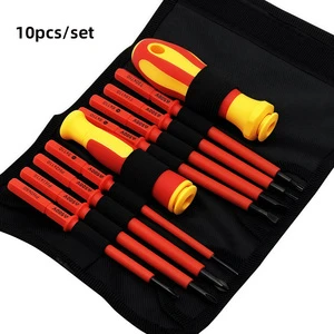 Insulated Screwdriver Set for Electrical Maintenance 10pc Insulated Tool Set with Socket Pliers for Safe Electrician Use