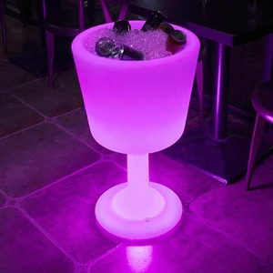 Pub Barrel Decorative Rechargeable Night Lamp RBG Whisky Bucket Cooler Ice Bucket Goblet Motif Drinking Cup