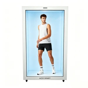 75 86 Inch Interactive Transparent LCD with Built-in Camera Showcase 3D Hologram Screen OPS Computer Digital Signage Display