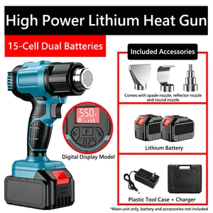 High Power 21V Cordless Hot Air Gun, Handheld Lithium-Ion Rechargeable Heat Tool For Professional Automotive & Home Repairs