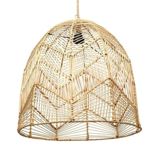 Vintage Home Dining Room Decorative Hanging Lamps Deluxe Quality Handmade Cane And Cotton Thread Weave Hanging Lamp For Sale