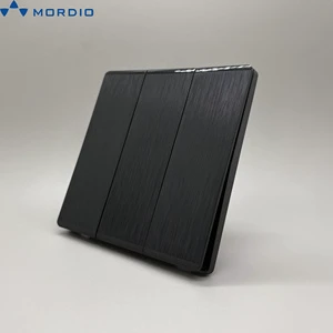 Black Large Plate Rocker Wall Switch 3 Gang PC Fire Retardant Material Wall Light Switches For Commercial Building Lighting