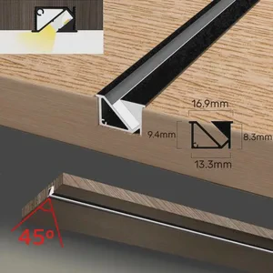 LED Aluminum Profile Embedded 45-degree Oblique Angle Luminous Cabinet Lamp Linear Lamp