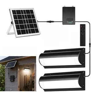 Dual Head Solar Shed Light Pull Cord Switch IP65 Waterproof Battery Level Display LED Split Wall Light for Barn Gazebo