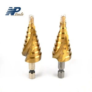 NAIPU 1/4 Inch Hex Shank Step Drill Bit HSS Titanium Coated For Quick Change Power Tools And DIY Construction