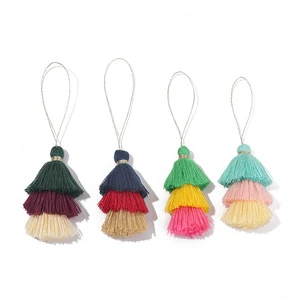 New Three Layer Cotton Thread Keychain Tassel Mix Color Fringes For Hanging Bag