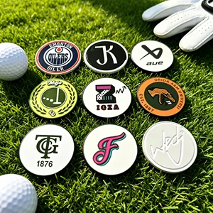 Titanium Leather Custom Metal Blank Golf Ball Marker Hat Clip Metal And Divot Tool Magnetic Gift Set Blank Coin Poker Chip Funny