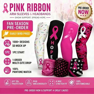 PURE Custom Anti-UV Pink Ribbon Arm Sleeve Pre-order Compression Volleyball Basketball Football Baseball Men's Arm Sleeve Cover