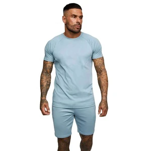 Men's Custom Design Twin Set Streetwear 2-Piece Raglan Sleeve Outfit with Custom Printing for Summer Daily and Workout