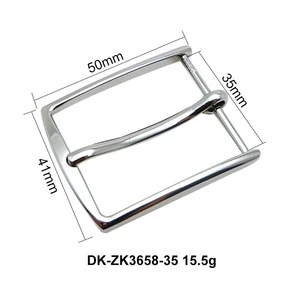 35mm Shiny Silver Zinc Alloy Metal Pin Belt Buckle Square Frame Style Classic Design for Men Leather Strap Accessories OEM