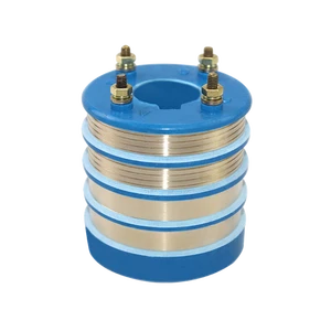 SRS 25*60*65 Copper Rotary Joint Electrical Connector 4 Ring Electric Slip Ring With Groove With Carbon Brush Slip Ring Holder