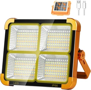 Super Bright IP66 LED Solar Flood Light Warm White Remote Control Long Endurance ABS for Outdoor Landscape Car Camping Tent