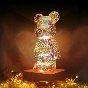 Chandelier Restaurant Modern Room Christmas Decoration Wooden Base love 3d Decoration Night Light Usb Colorful Firework Lamp