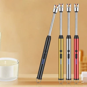 New Windproof 360 Degree Free Rotation BBQ Lighter Wholesale USB Rechargeable Electric Arc Lighter For Candle Kitchen