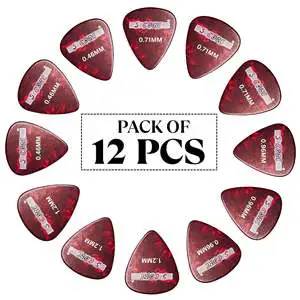 5 Core Guitar Picks 12 Piece Celluloid Light Medium Heavy Extra Heavy for Acoustic Electric Guitars