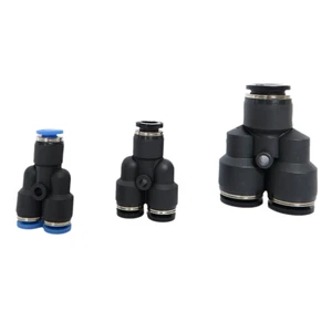 4/6/8/10/12/14/16 mm Blue Black Y Shape 3 Three Way Push in Fittings Plastic Tube Connector Quick Connect Pipe Fittings
